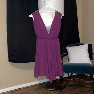 XOXO Orchid Low Cut Beaded Dress